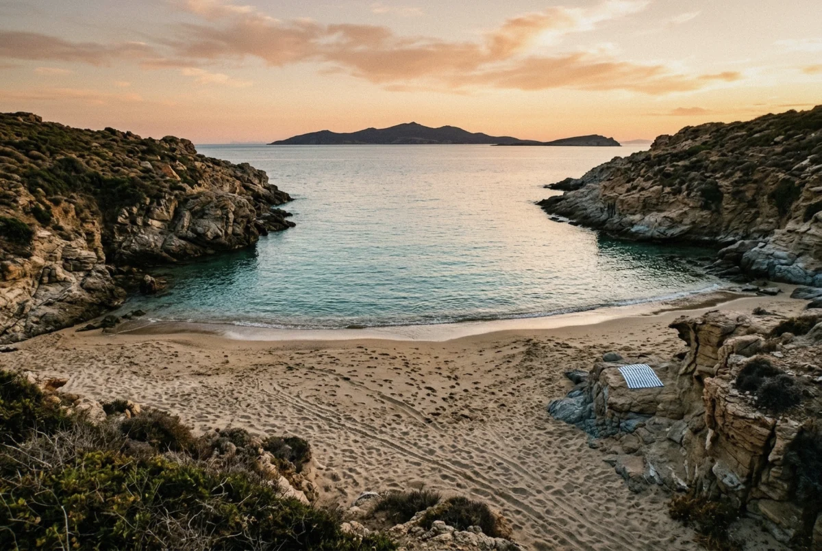 Kapari Beach at sunset, the exclusive stop for this Mykonos vacation photographer session